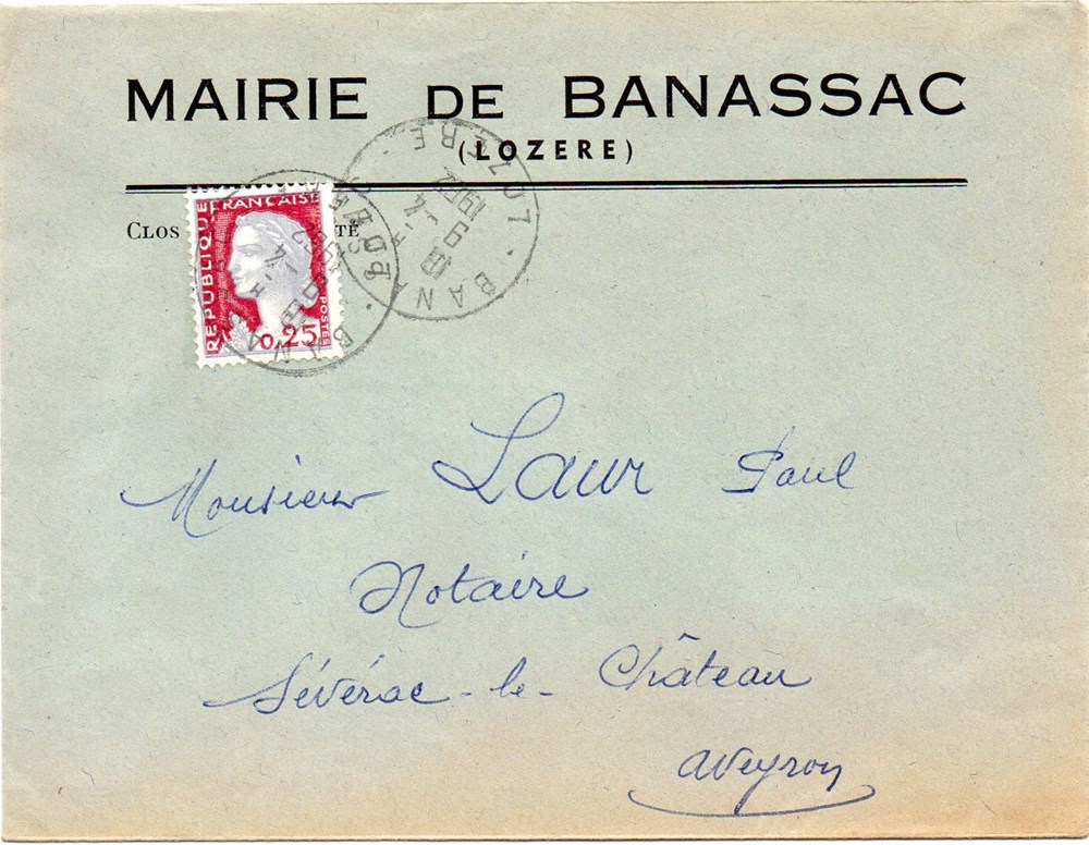 Mairie - Banassac (1962) documents anciens factures commerciaux mairie banassac 1962