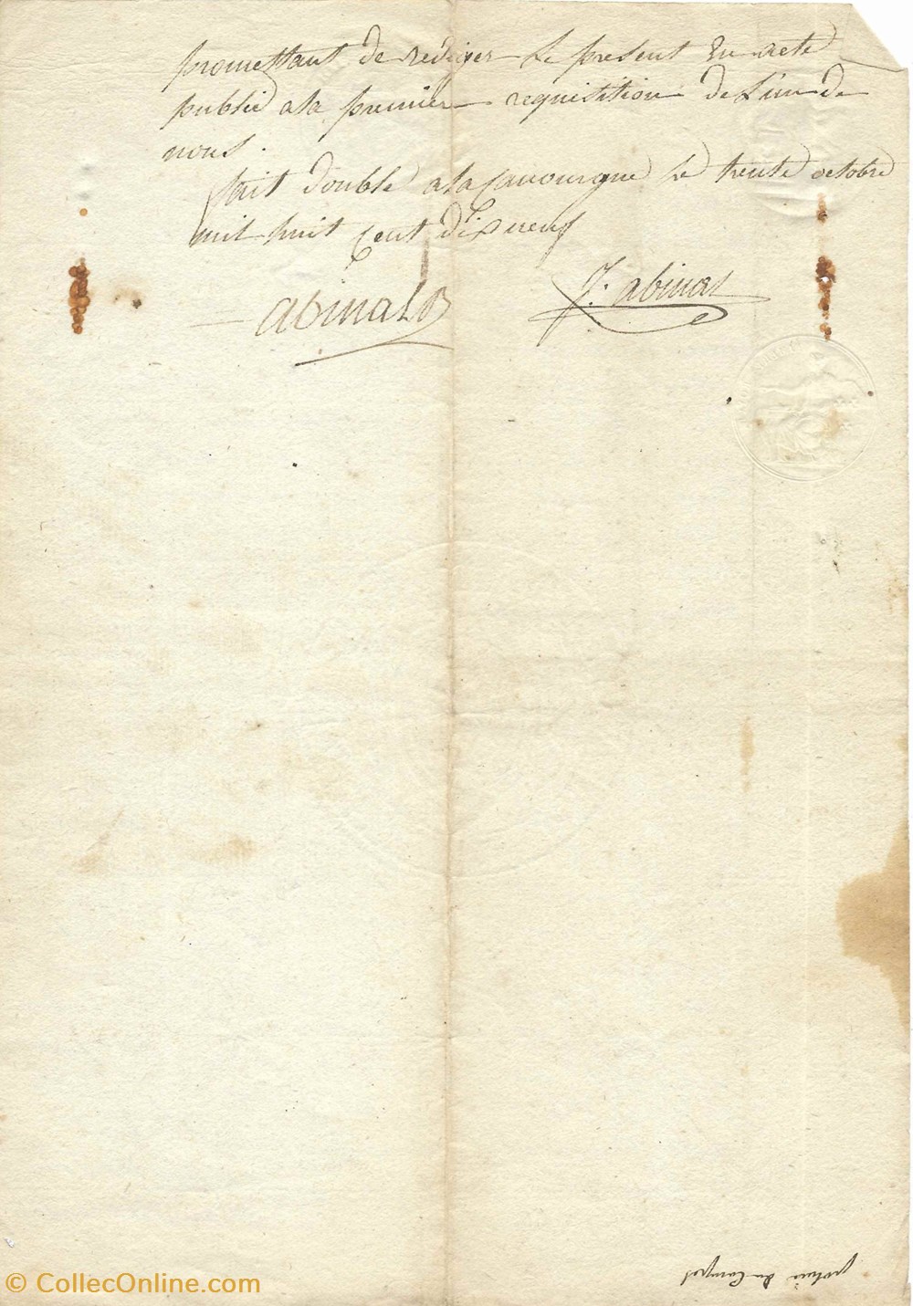 documents anciens autres 1819 vente un petit champ