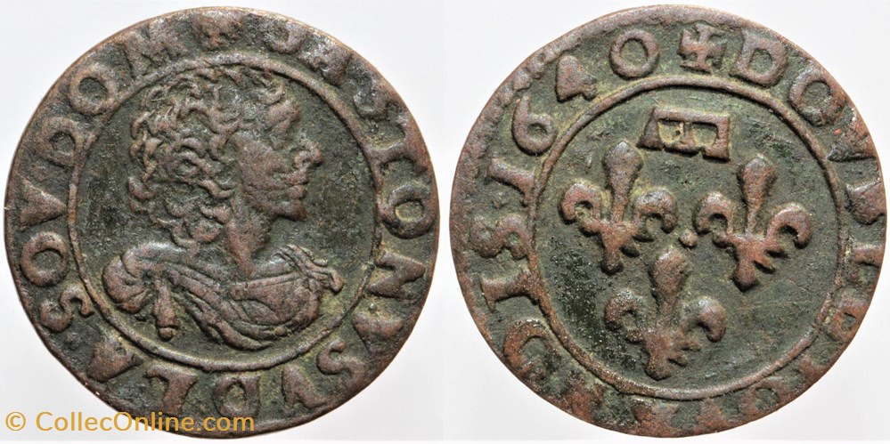 monnaies france feodales dombes gaston double tournois 1640