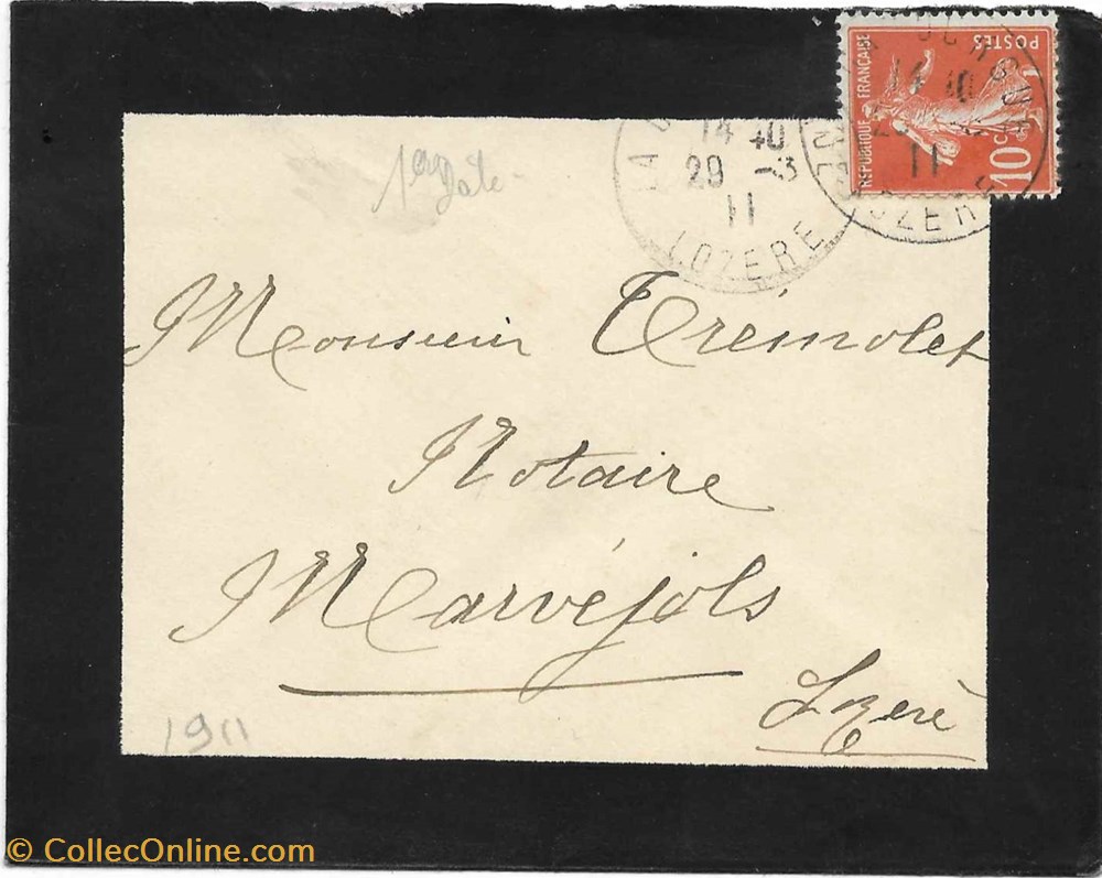 1911 - Cachets type A4 documents anciens marques postales europe 1911 cachets type a4