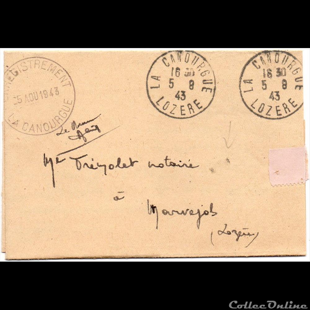 1943 - Cachets type A4 marque postale europe france 1943 cachets type a4