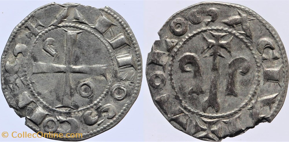 Languedoc - Toulouse - Alphonse Jourdain - Denier monnaies france feodales languedoc toulouse alphonse jourdain denier
