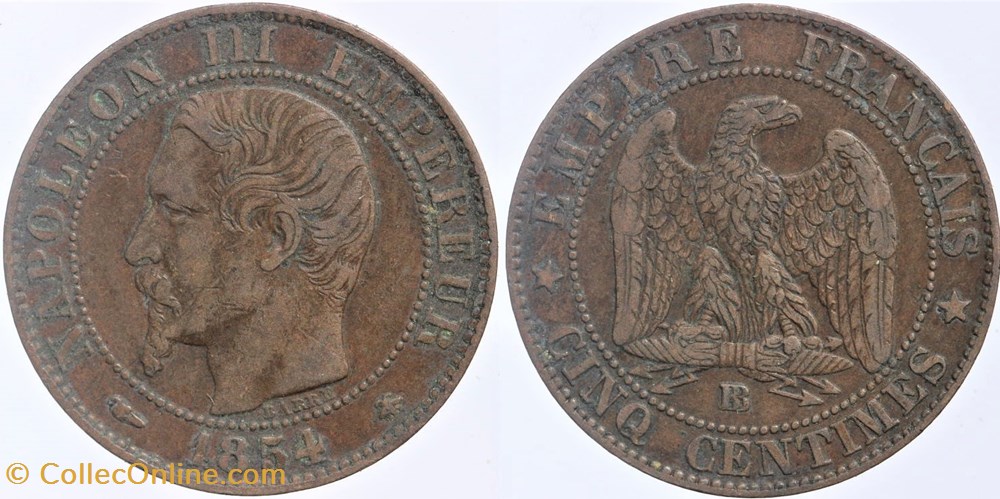 F-116 - Second Empire - 5 centimes - 1854 BB monnaies monde france f 116 second empire 5 centimes 1854 bb