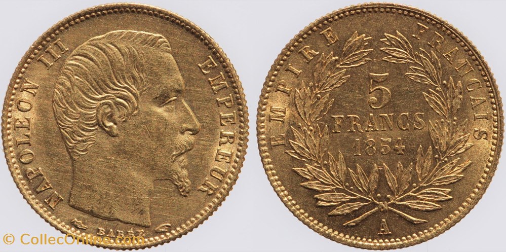 F-500 - Second Empire - 5 francs - 1854 A monnaies monde france f 500 second empire 5 francs 1854 a