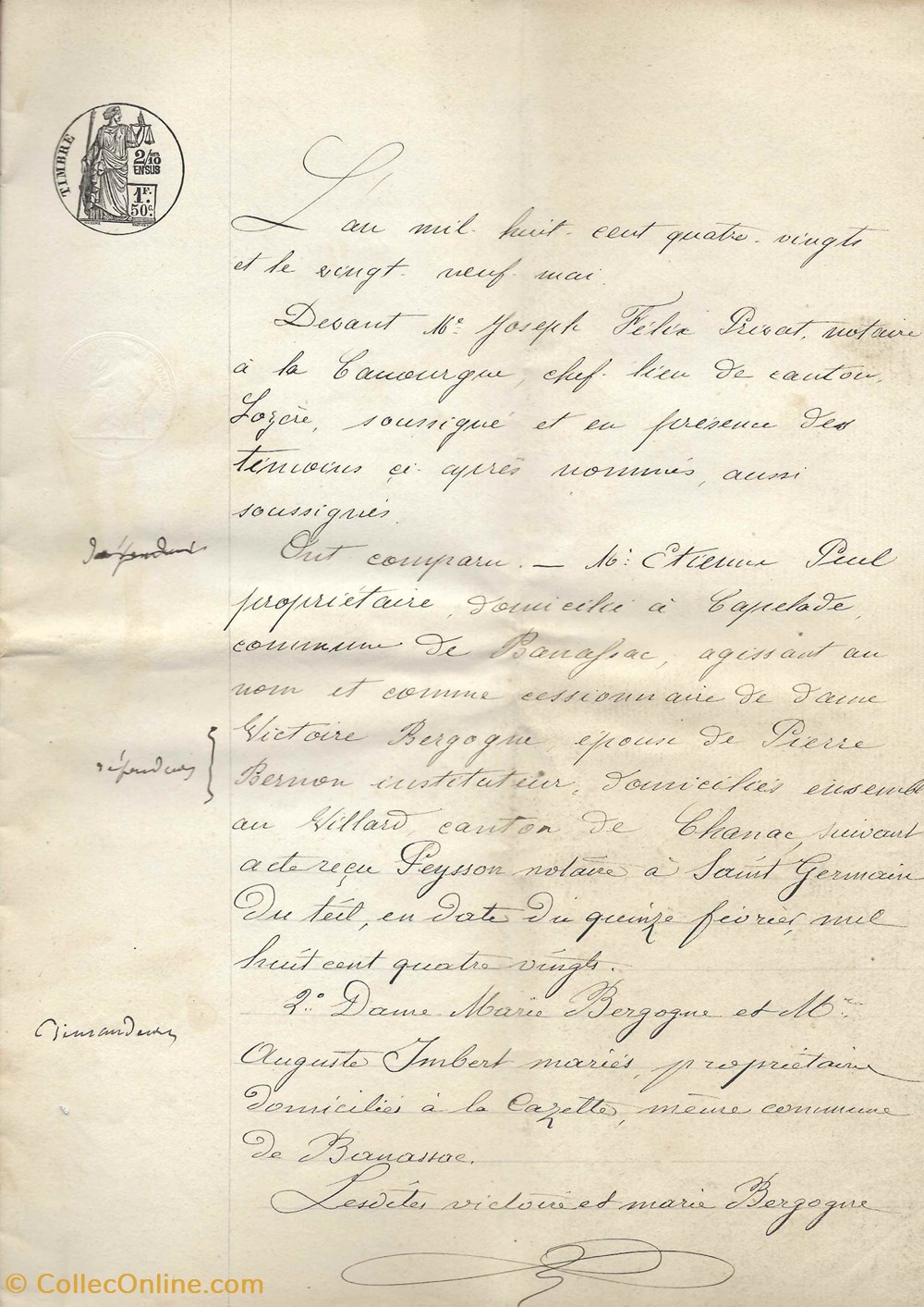 1880 - Acte de partage documents anciens autres 1880 acte de partage