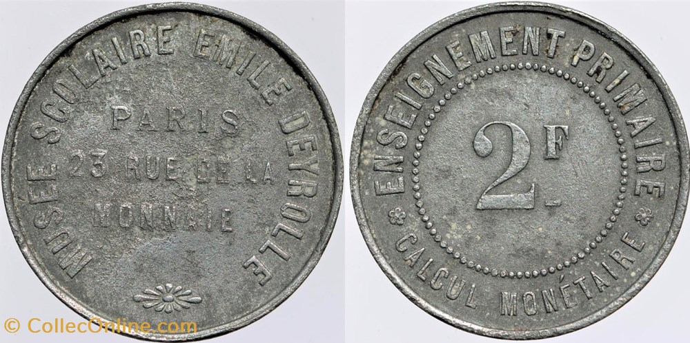 75 - Paris - Musée Scolaire - 2 francs monnaies monde france 75 paris musee scolaire 2 francs