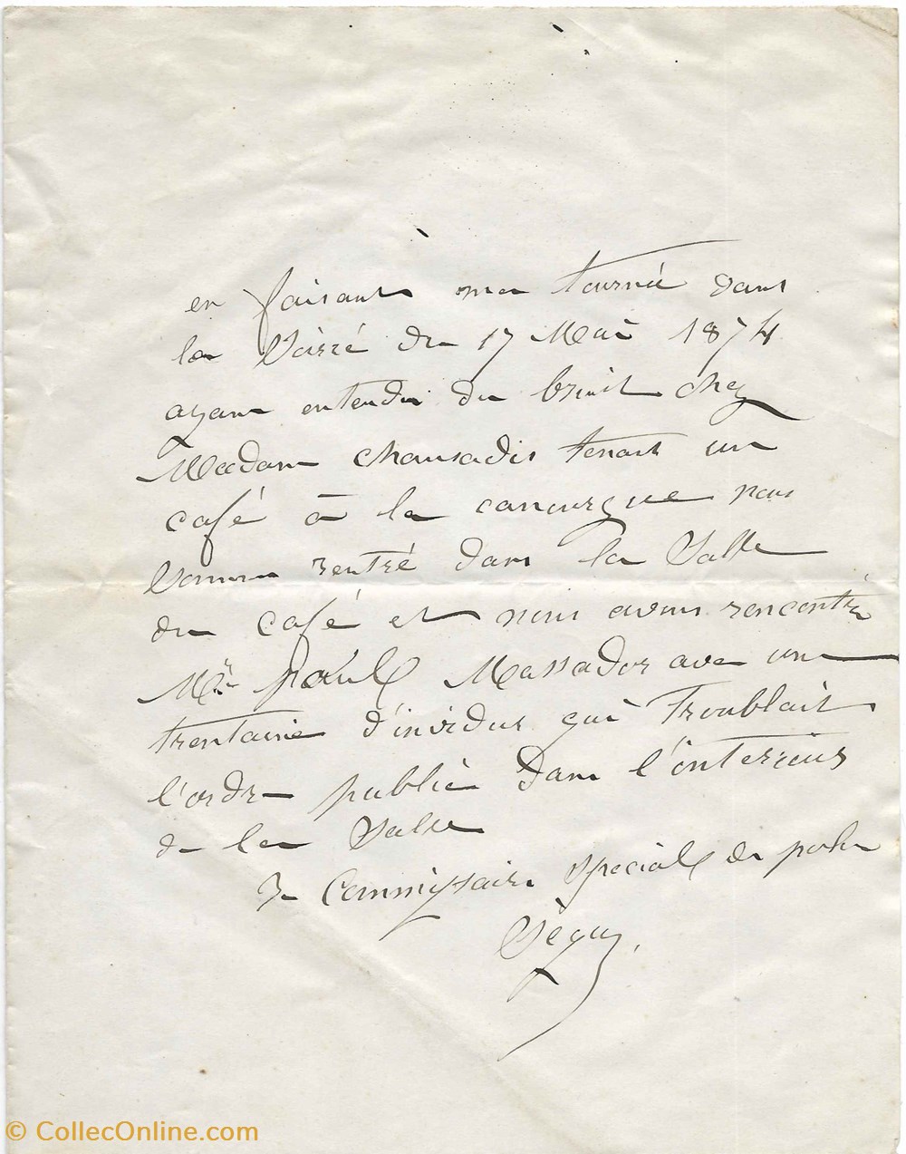 1874 - Troubles à l'ordre public documents anciens autres 1874 troubles a ordre public