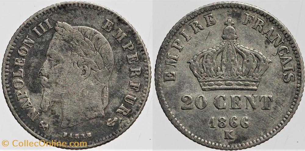 F-149 - Second Empire - 20 centimes - 1866 K monnaies monde france f 149 second empire 20 centimes 1866 k