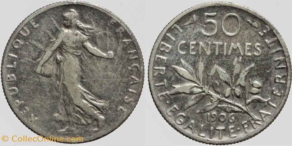 monnaies monde france f 190 roty 50 c 1906