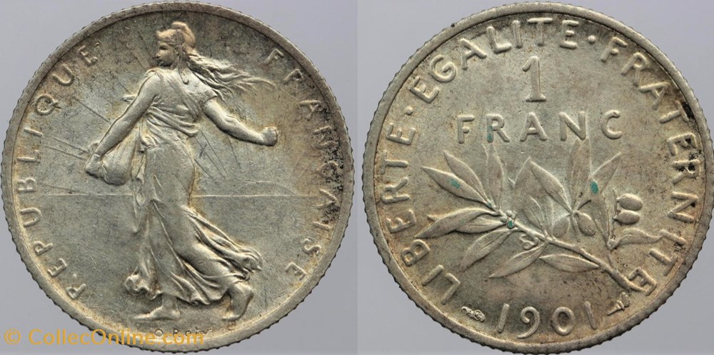 F-217 - Roty - 1 fr. - 1901 monnaies monde france f 217 roty 1 fr 1901