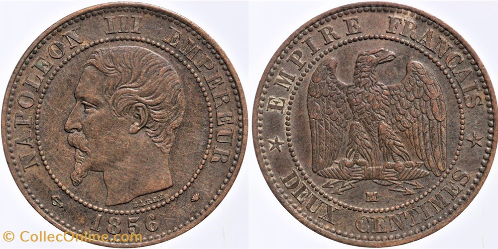 F-107 - Second Empire - 2 centimes - 1856 MA monnaies monde france f 107 second empire 2 centimes 1856 ma