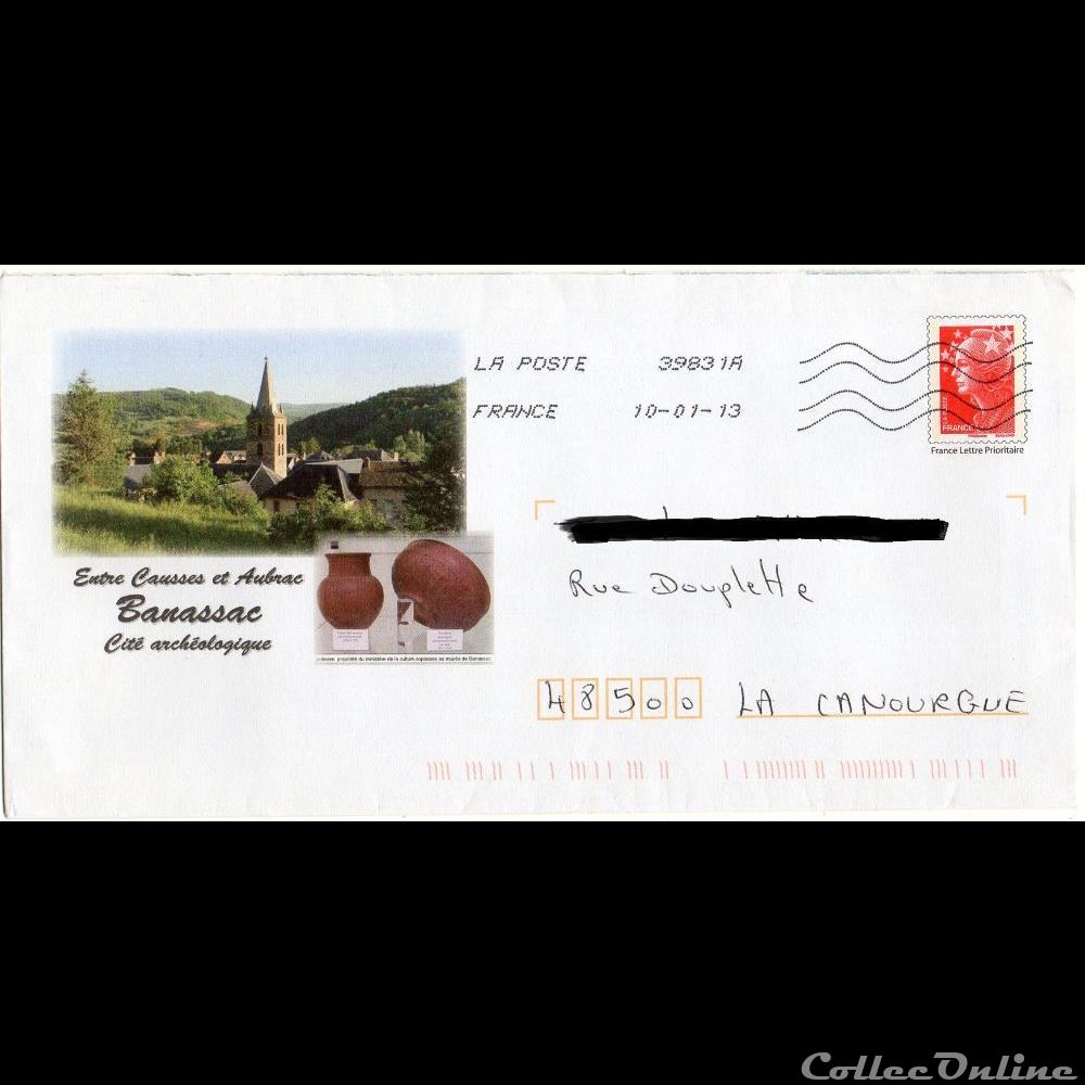 2013 - Enveloppe pré-timbrée, Banassac marque postale europe france 2013 enveloppe pre timbree banassac