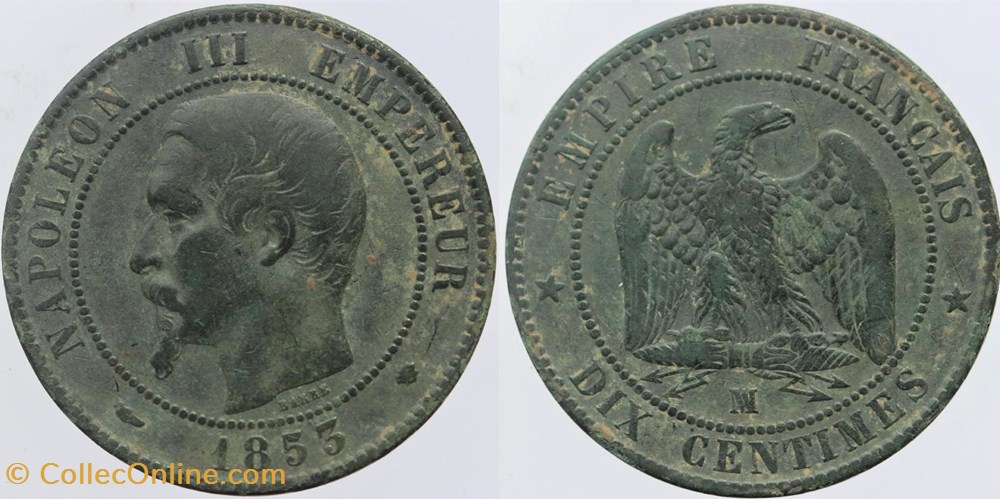F-133 - Second Empire - 10 centimes - 1853 MA monnaies monde france f 133 second empire 10 centimes 1853 ma