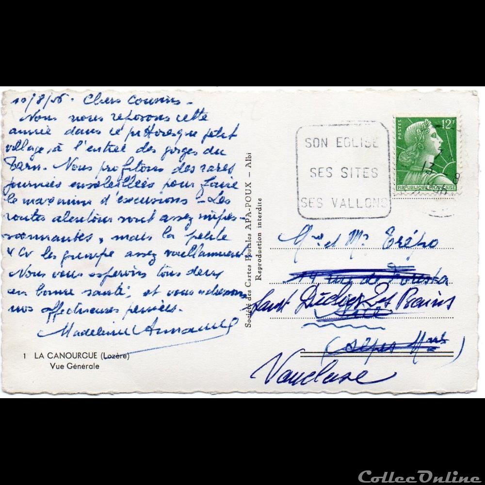 1956 - A7- SON EGLISE/SES SITES/SES VALLONS marque postale europe france 1956 a7 son eglise ses sites ses vallons
