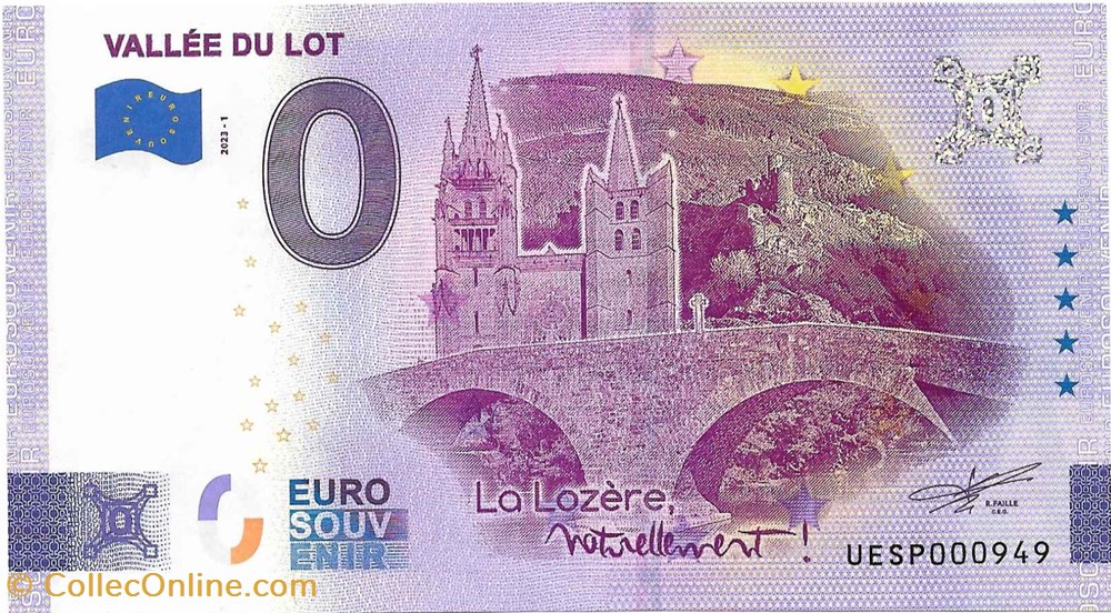 billets europe france 0 euro souvenir vallee du lot