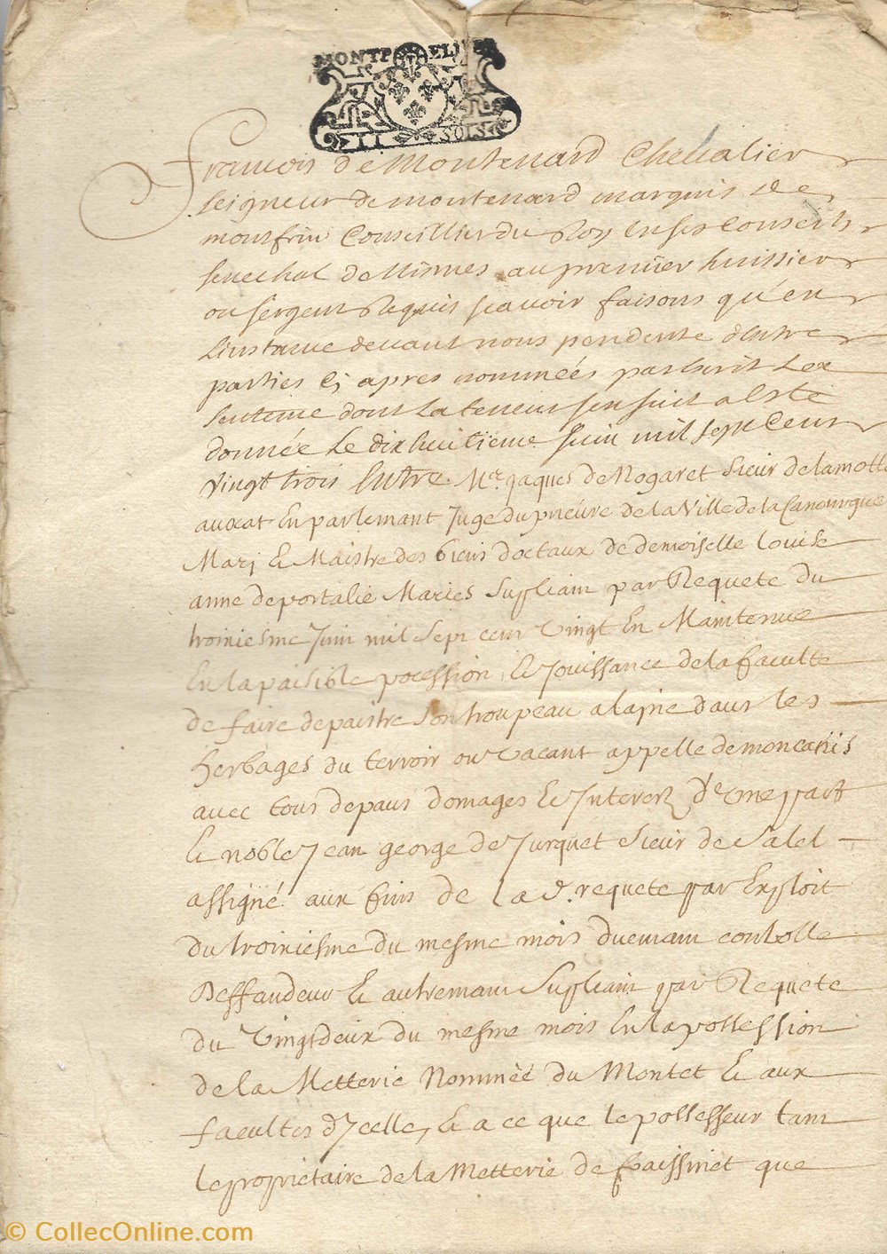 documents anciens autres 1723 sentence interlocataires