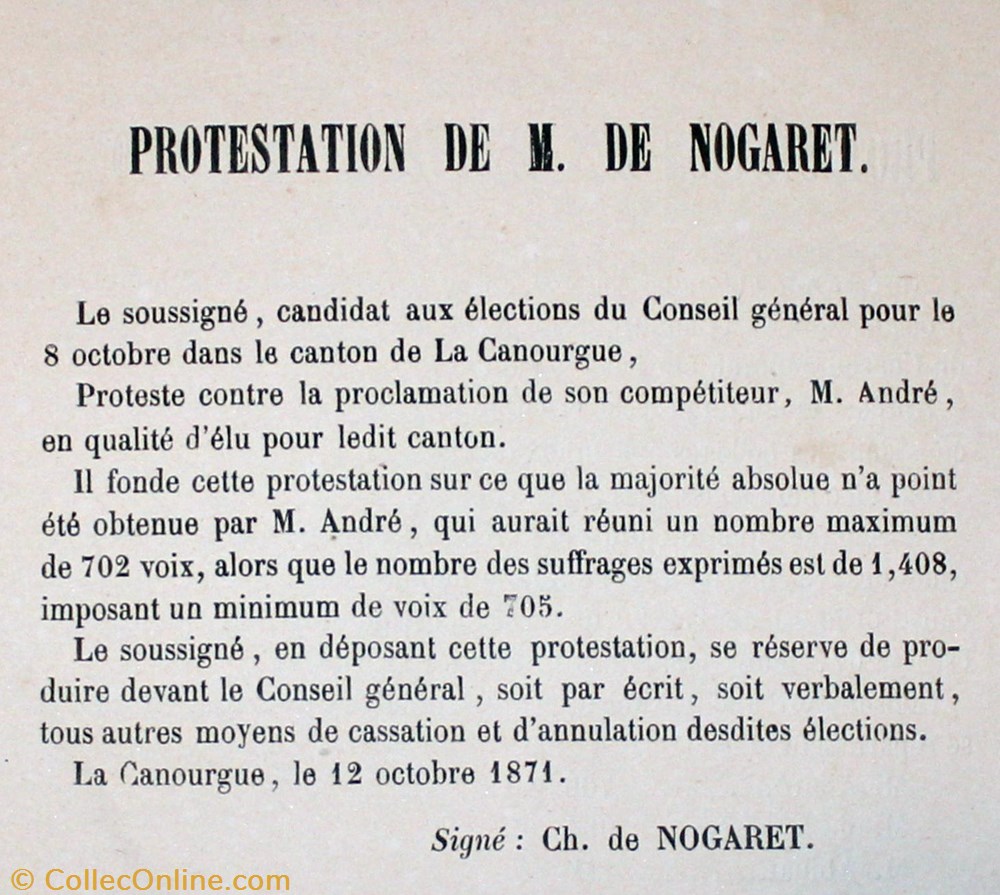 documents anciens autres 1871 protestation elections
