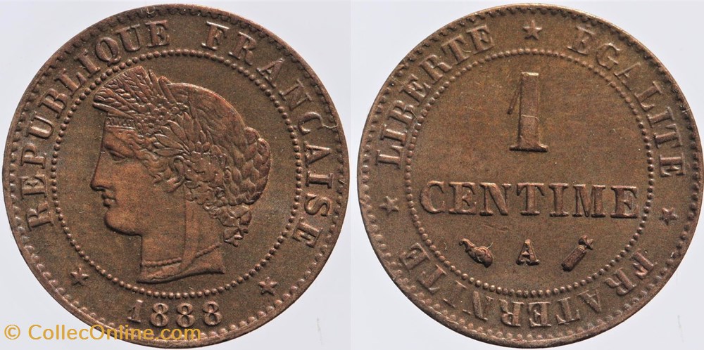 monnaies monde france f 104 troisieme republique ceres 1 c 1888 a