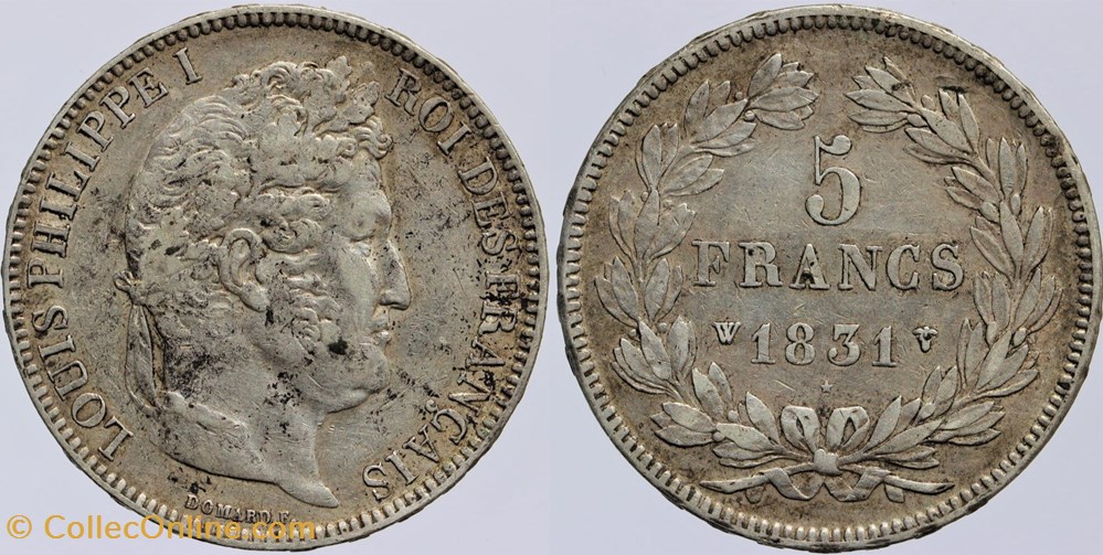 F-320 - Louis Philippe I - 5 francs - 1831 W monnaies monde france f 320 louis philippe i 5 francs 1831 w
