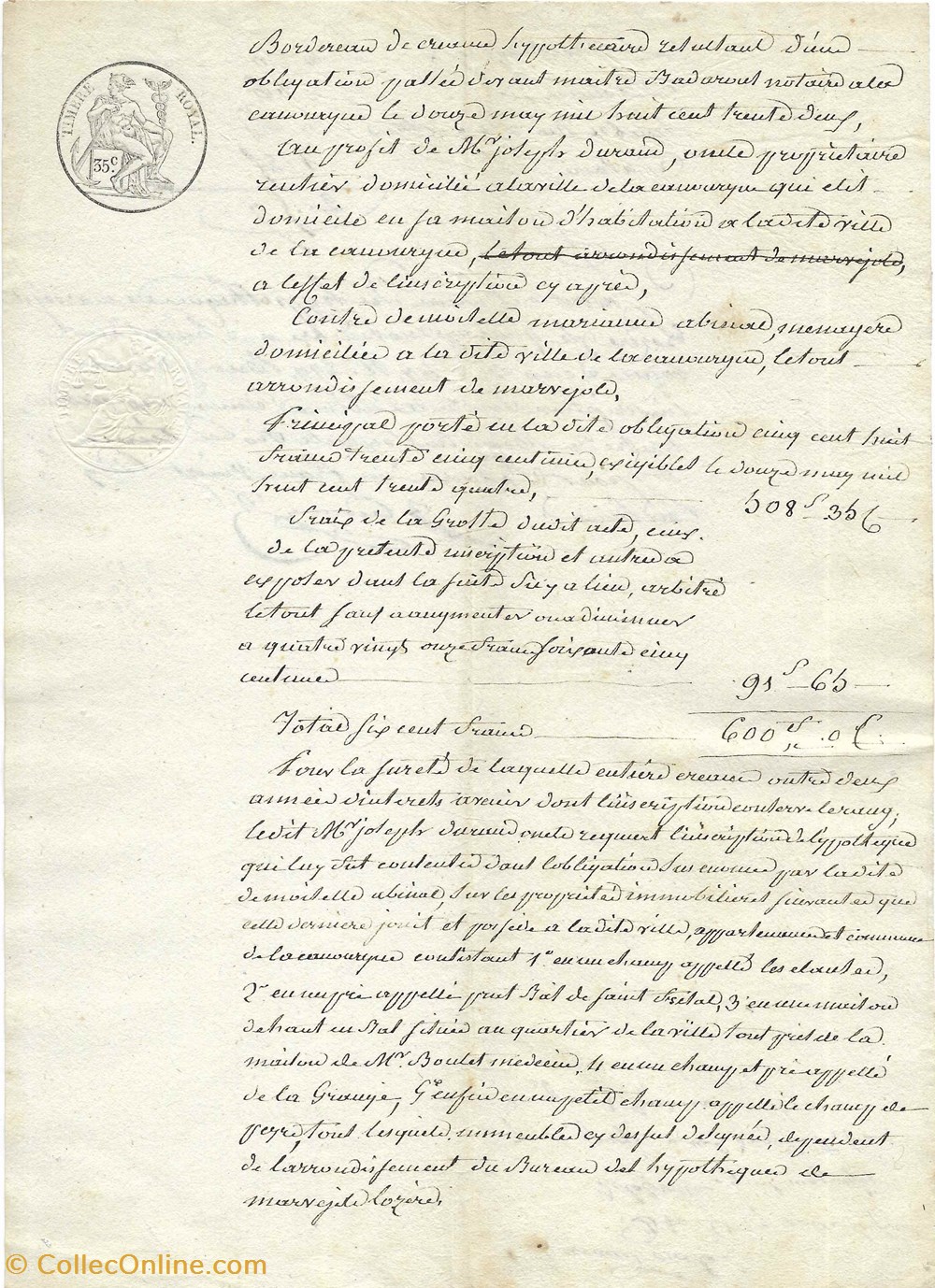 1832 - Créance hypothécaire documents anciens autres 1832 creance hypothecaire