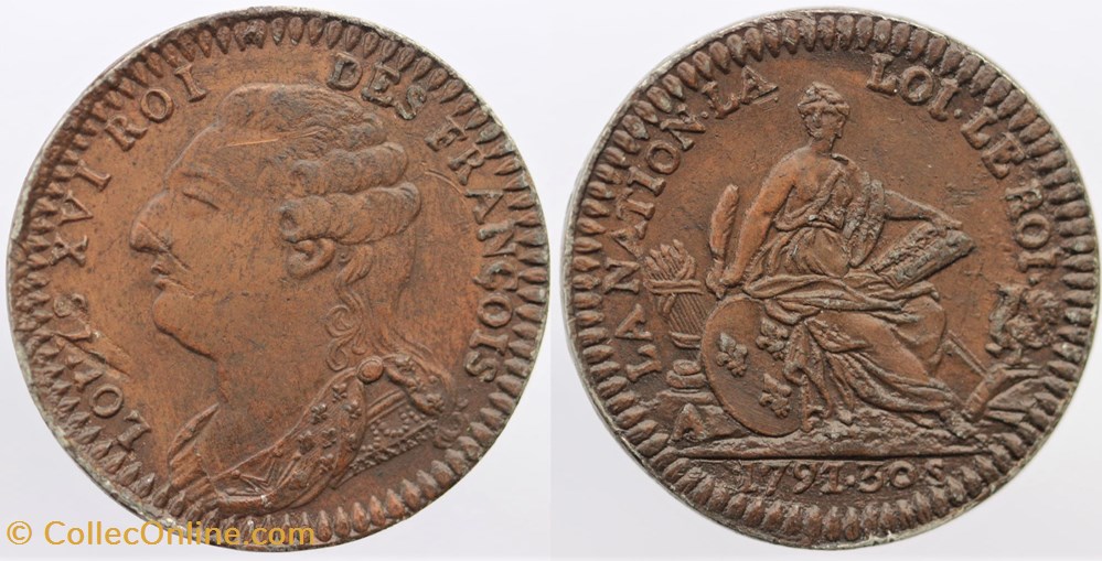monnaies europe medievale france royales 1791 louis xvi essai du 30 sols de bernier