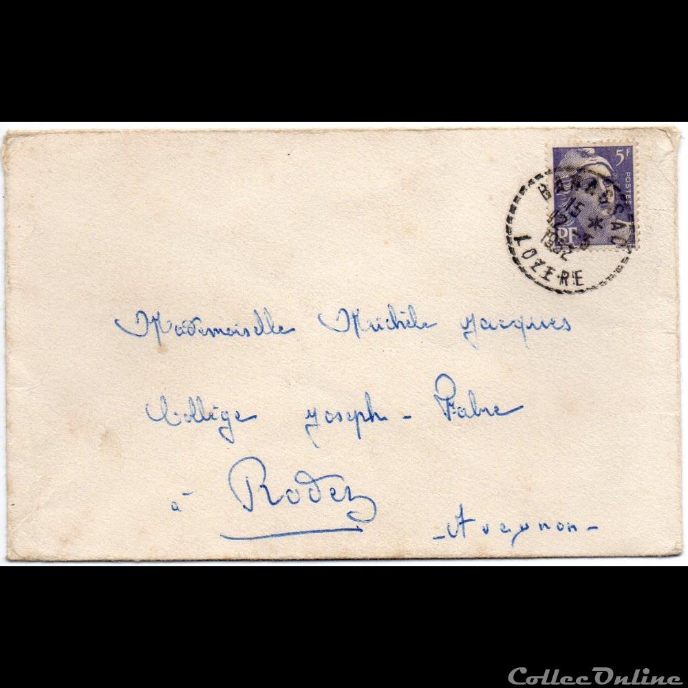 1952 - Cachets type B6 marque postale europe france 1952 cachets type b6