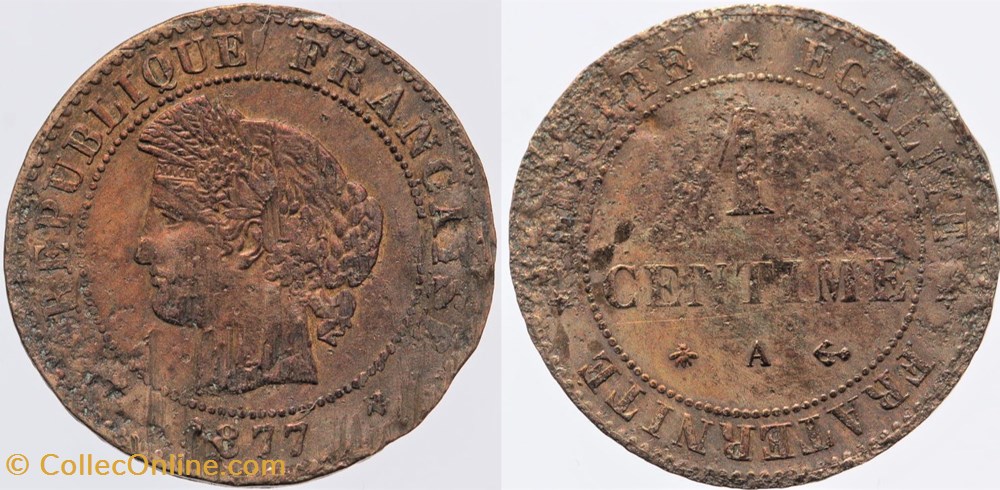 F-104 - Troisième République - Cérès - 1 c. - 1877 A monnaies monde france f 104 troisieme republique ceres 1 c 1877 a