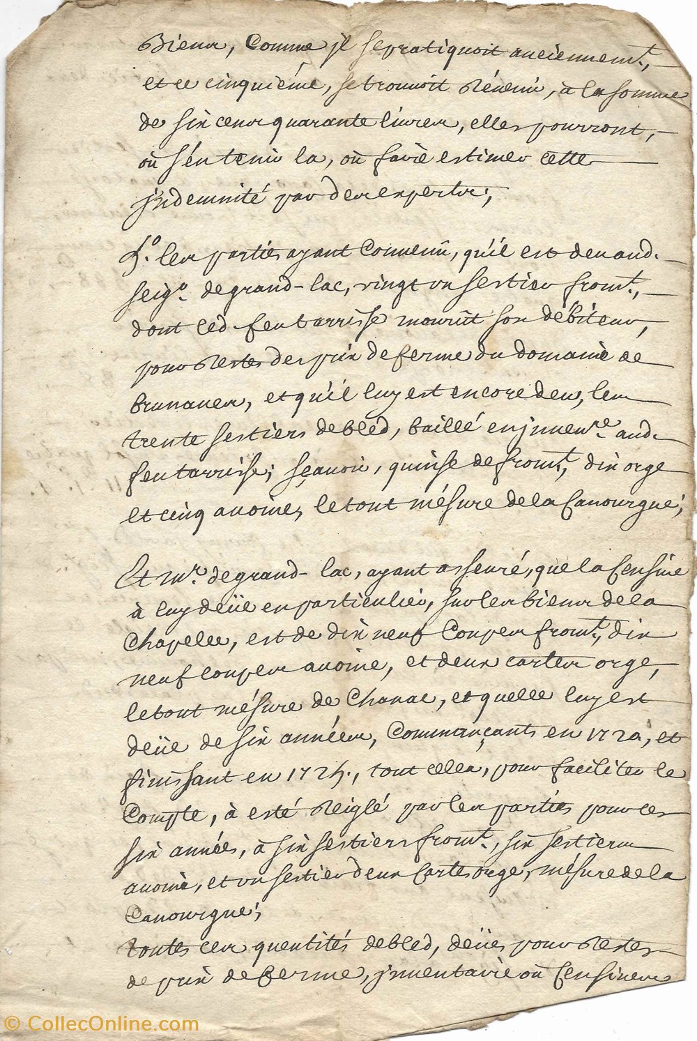 1724 - Concerne le seigneur de Grand-Lac (incomplet) documents anciens autres 1724 concerne le seigneur de grand lac incomplet