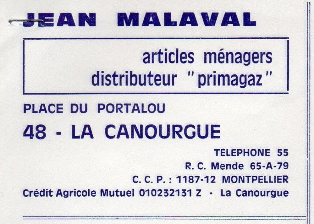 Malaval Jean (1981) documents anciens factures commerciaux malaval jean 1981