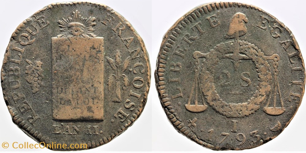 R-74 - Convention - 2 sols aux balances - 1793 Limoges monnaies monde france r 74 convention 2 sols aux balances 1793 limoges