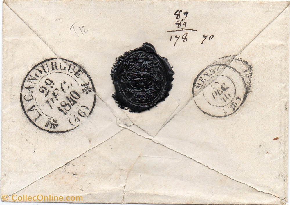 1840 - Cachet type 12 documents anciens marques postales europe 1840 cachet type 12
