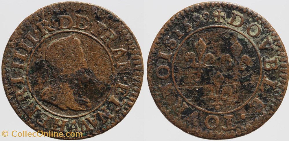 monnaies europe medievale france royales dy 1273 henri iv double tournois 1599 paris