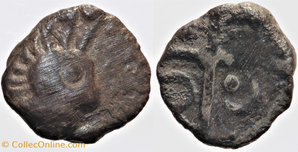 Nitiobroges - Obole à la croix monnaies antiques av jc ap celtes nitiobroges obole a la croix