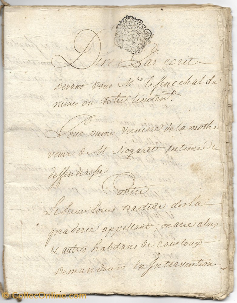 documents anciens autres 1774 proces dit par ecrit