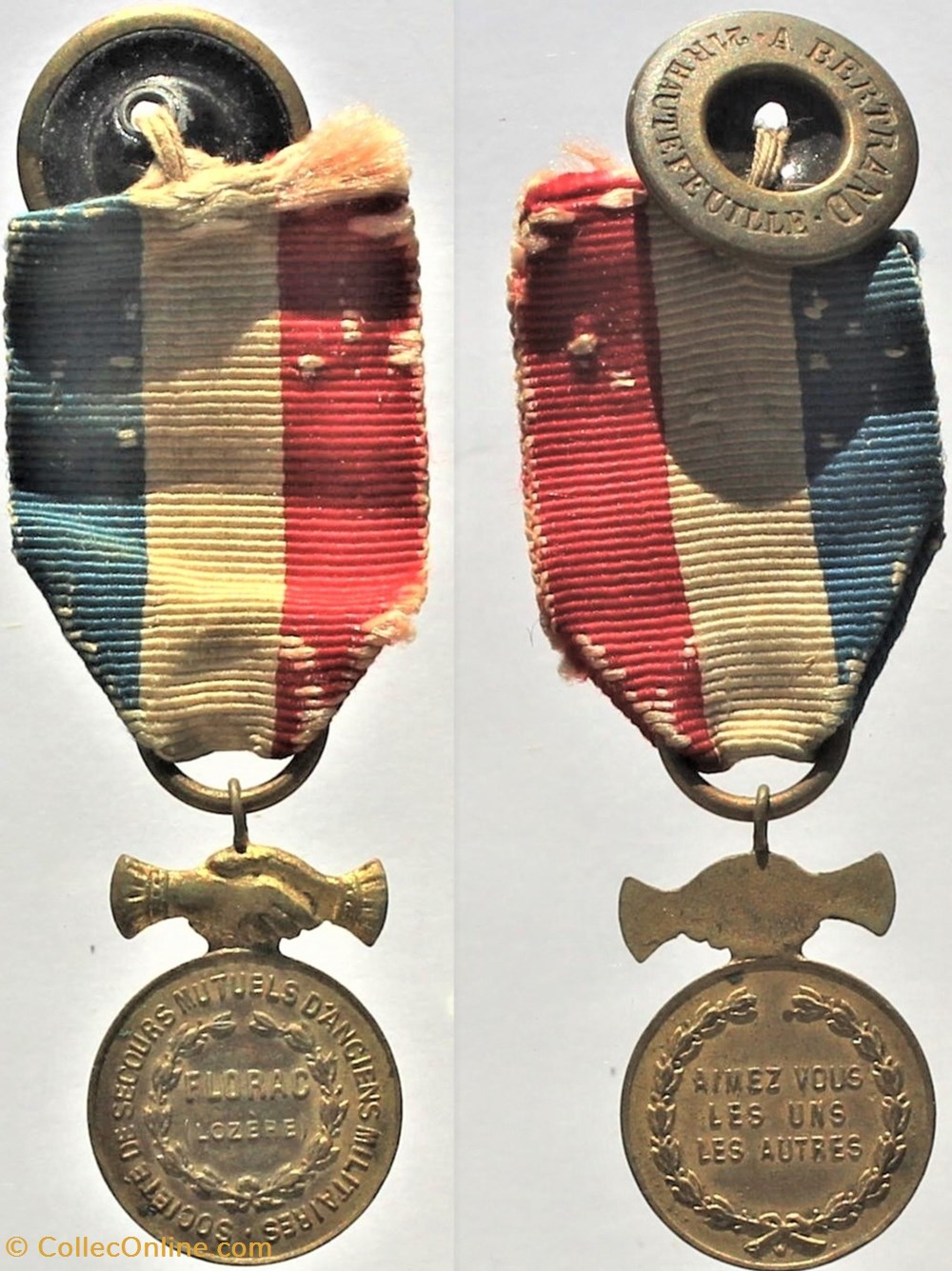 1919 (vers) - Secours mutuels, Florac medailles france 1919 vers secours mutuels florac