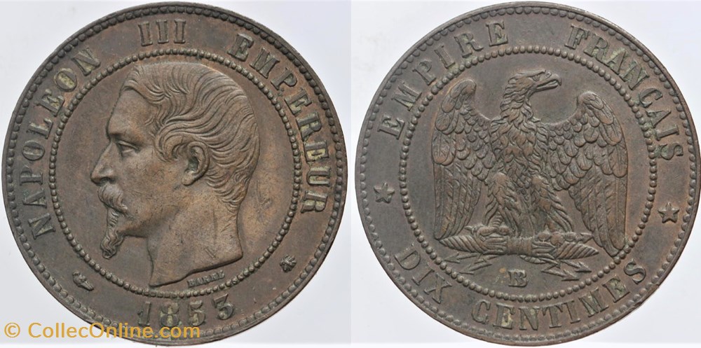 F-133 - Second Empire - 10 centimes - 1853 BB monnaies monde france f 133 second empire 10 centimes 1853 bb