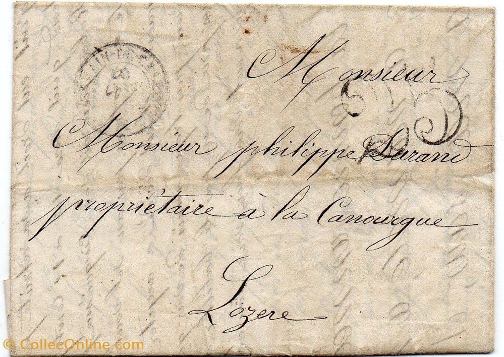 1853 - Cachet type 13, sur arrivée documents anciens marques postales europe 1853 cachet type 13 sur arrivee