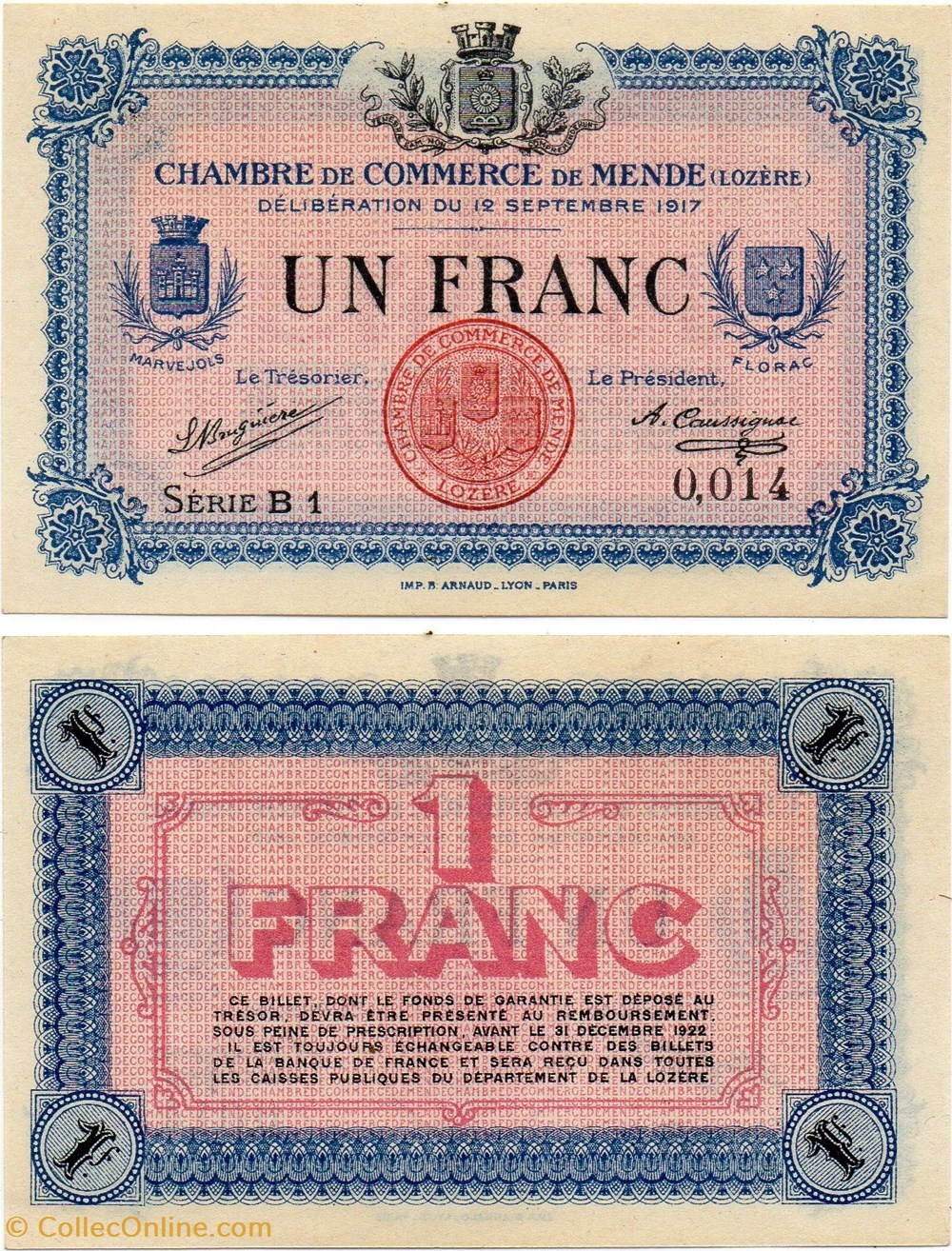 1 franc C.C.M. - Série B1 billets europe france 1 franc c c m serie b1