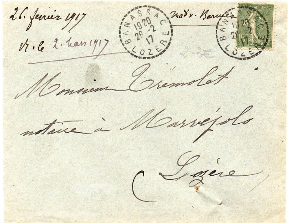 1917 - Cachets type B4 documents anciens marques postales europe 1917 cachets type b4