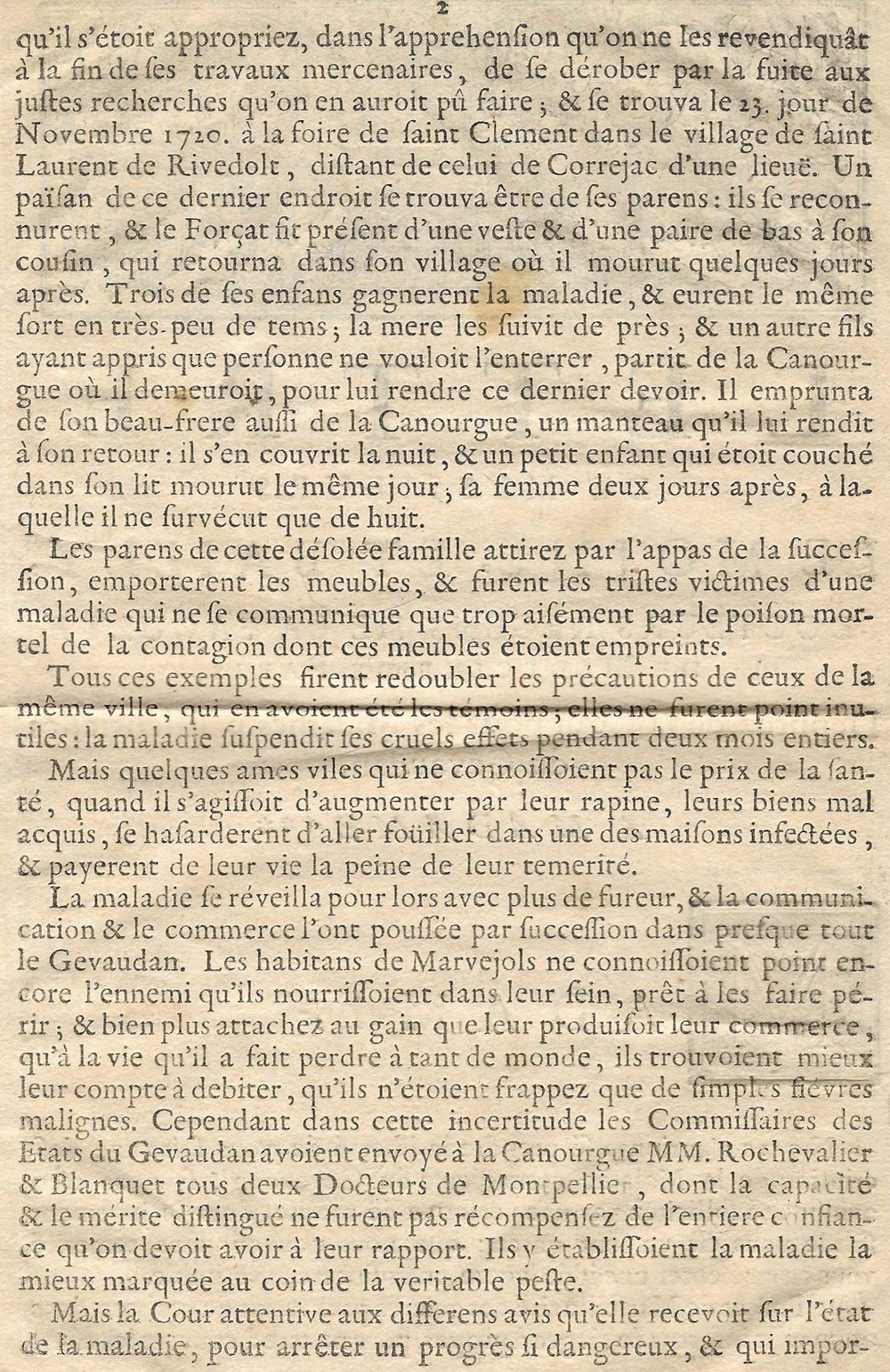 documents anciens autres 1721 epidemie de peste en lozere 1720 1722 correjac la canourgue