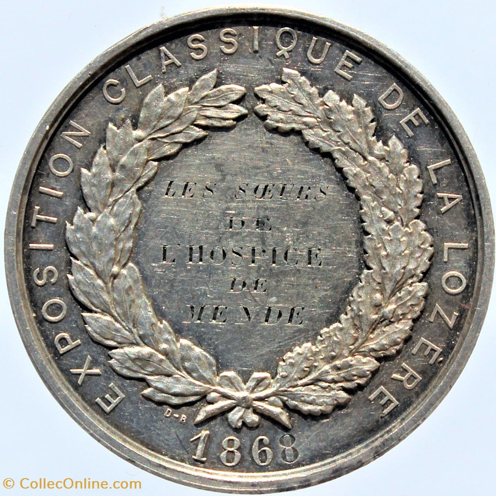 1868 - Exposition classique de la Lozère 3 medailles france 1868 exposition classique de la lozere
