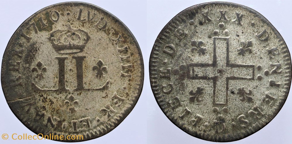 Dy 1584 - Louis XIV - 30 deniers - 1710 Lyon monnaies europe medievale a france royales dy 1584 louis xiv 30 deniers 1710 lyon