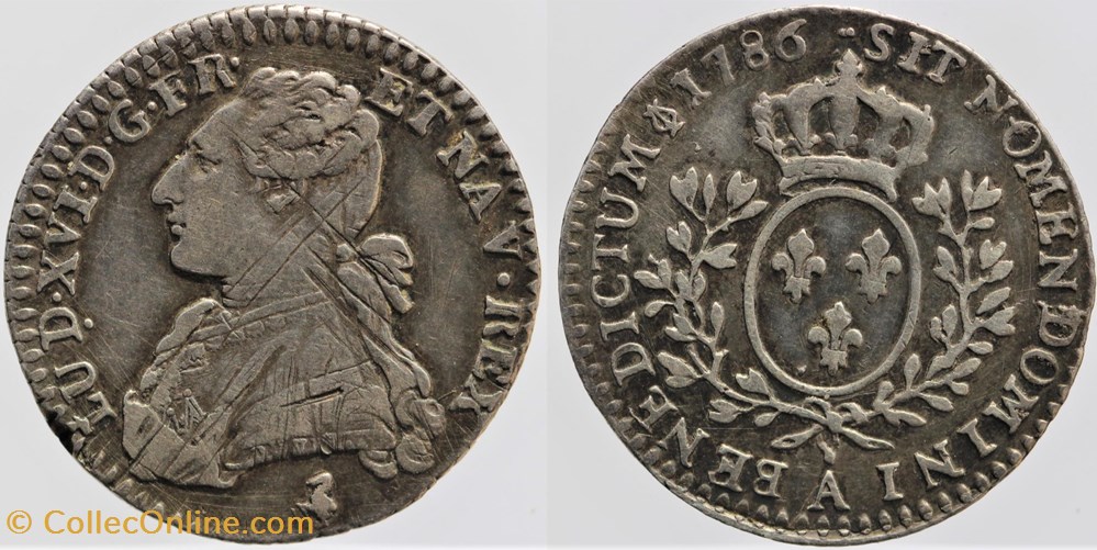 Dy 1711 - Louis XVI - 1/10 d'écu - 1786 Paris monnaies europe medievale france royales dy 1711 louis xvi 1 10 ecu 1786 paris