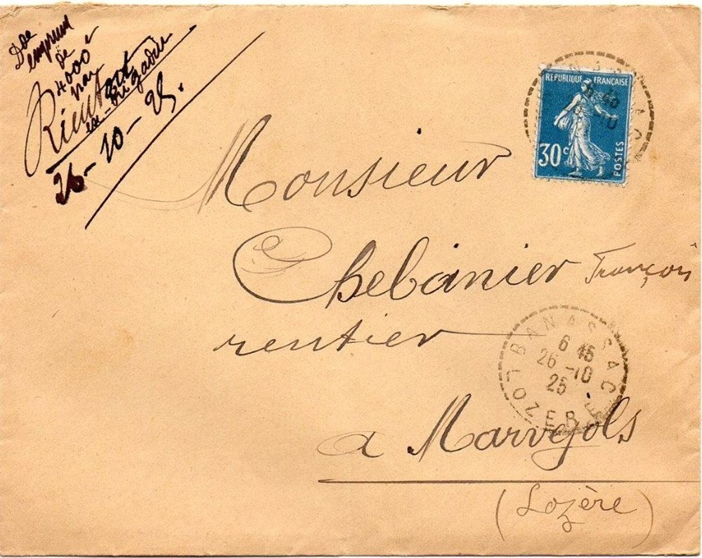 1925 - Cachets type B4 documents anciens marques postales europe 1925 cachets type b4