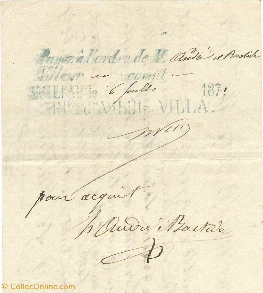 1871 - Billet à ordre de 446 francs documents anciens autres 1871 billet a ordre de 446 francs
