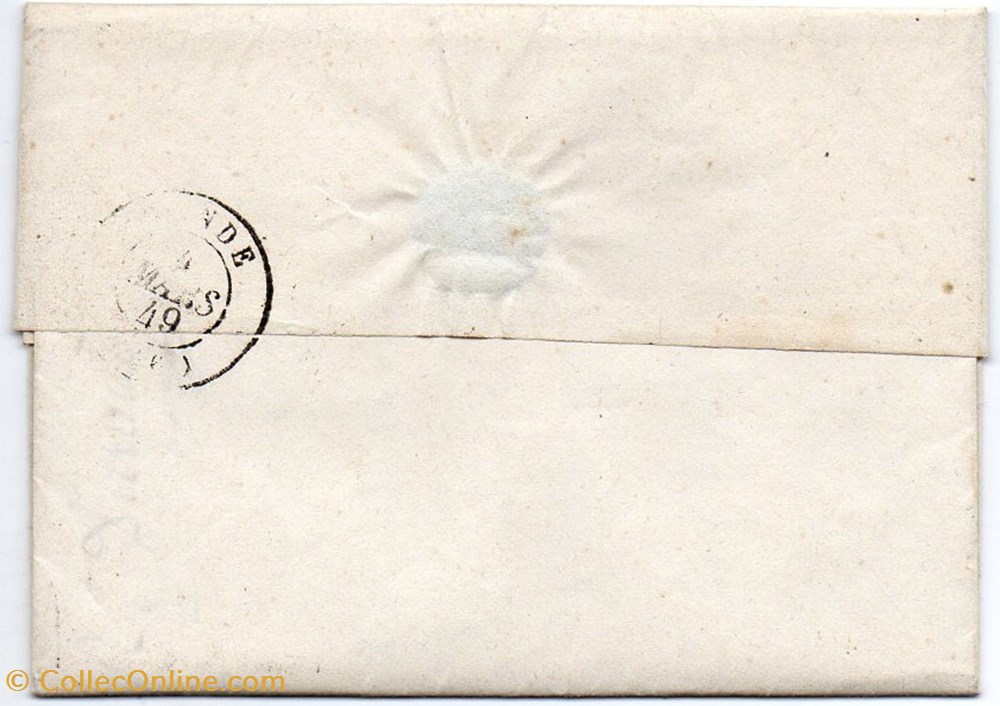 documents anciens marques postales europe 1849 cachet type 13