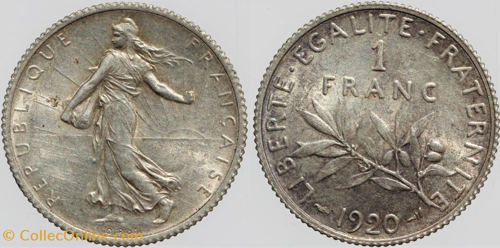 F-217 - Roty - 1 fr. - 1920 monnaies monde france f 217 roty 1 fr 1920