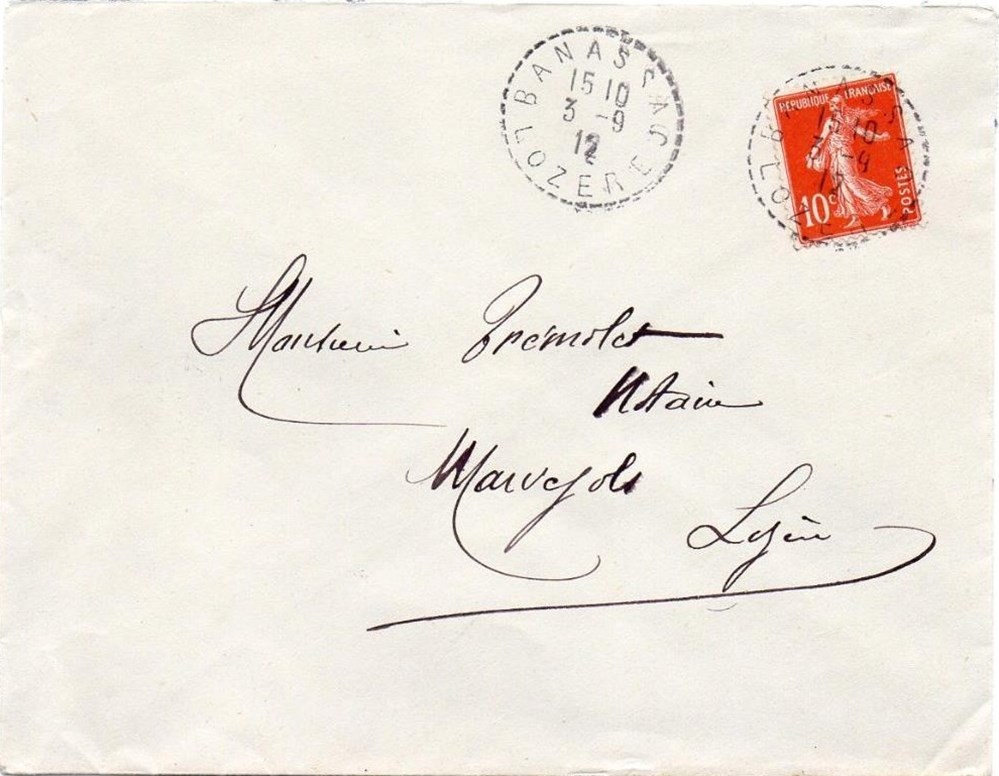 1912 - Cachets type B4 documents anciens marques postales europe 1912 cachets type b4