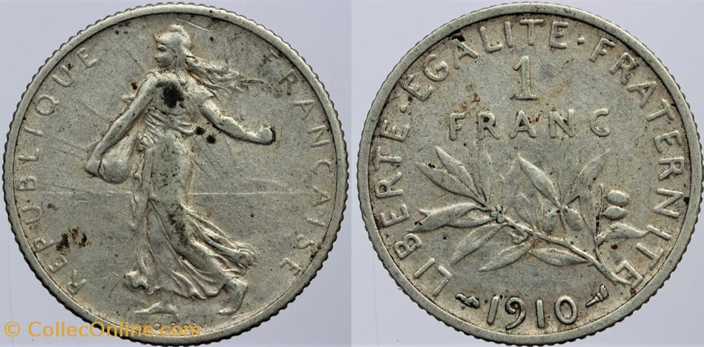 monnaies monde france f 217 roty 1 fr 1910