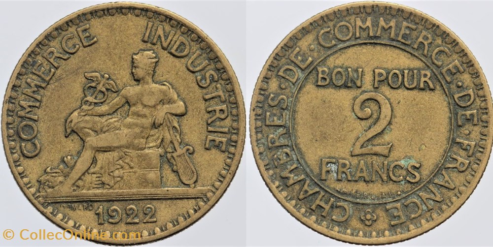 F-267 - Domard - 2 frs. - 1922 coin bouché monnaies monde france f 267 domard 2 frs 1922 coin bouche